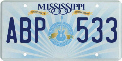 MS license plate ABP533