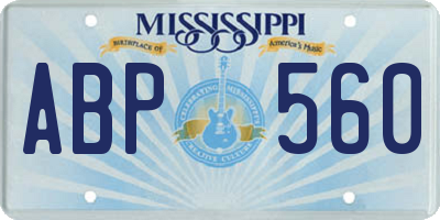 MS license plate ABP560