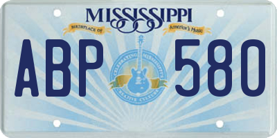 MS license plate ABP580