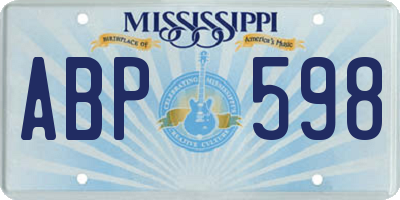 MS license plate ABP598