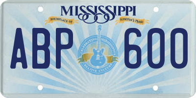 MS license plate ABP600