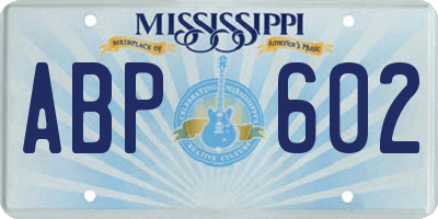 MS license plate ABP602