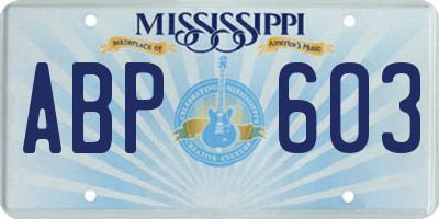 MS license plate ABP603