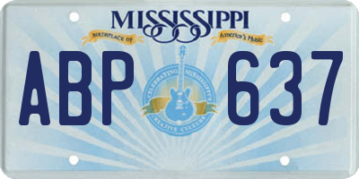 MS license plate ABP637