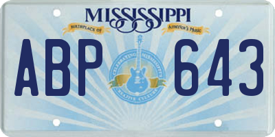 MS license plate ABP643