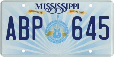 MS license plate ABP645