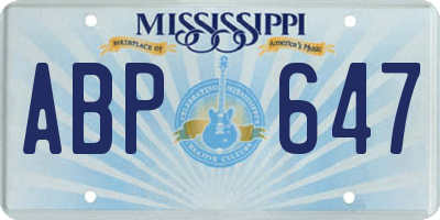 MS license plate ABP647