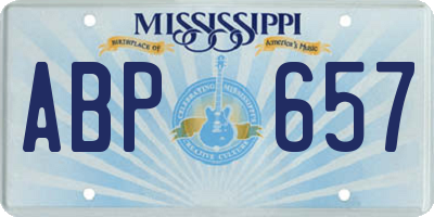 MS license plate ABP657