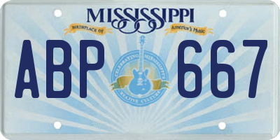 MS license plate ABP667