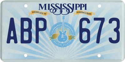 MS license plate ABP673