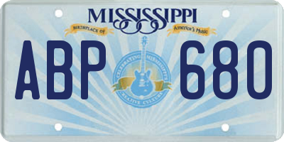 MS license plate ABP680