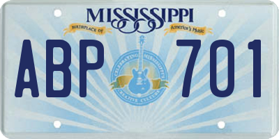 MS license plate ABP701