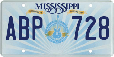 MS license plate ABP728