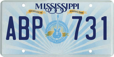 MS license plate ABP731