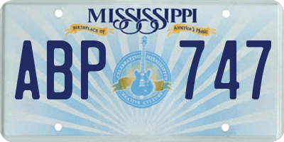 MS license plate ABP747