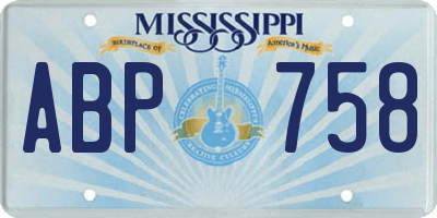 MS license plate ABP758