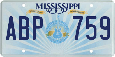 MS license plate ABP759