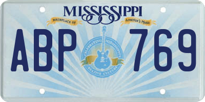MS license plate ABP769
