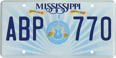 MS license plate ABP770