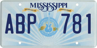 MS license plate ABP781