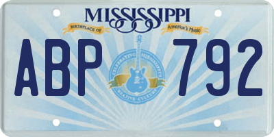 MS license plate ABP792