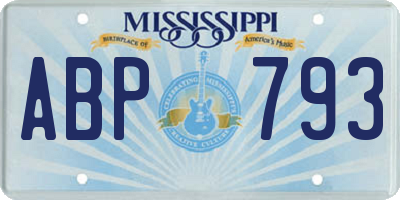 MS license plate ABP793