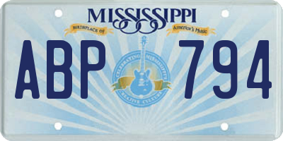 MS license plate ABP794