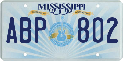 MS license plate ABP802