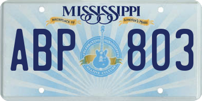 MS license plate ABP803