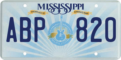 MS license plate ABP820