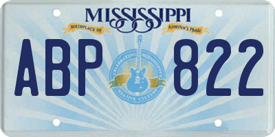 MS license plate ABP822