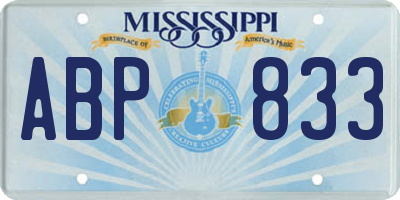 MS license plate ABP833