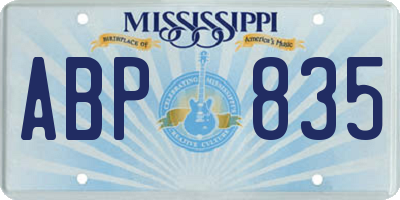 MS license plate ABP835