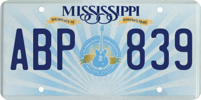 MS license plate ABP839