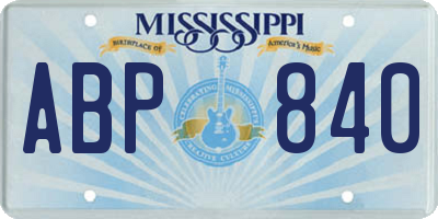 MS license plate ABP840