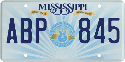 MS license plate ABP845
