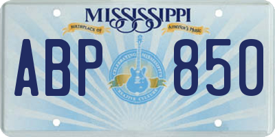 MS license plate ABP850