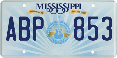 MS license plate ABP853
