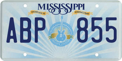 MS license plate ABP855