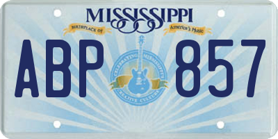 MS license plate ABP857