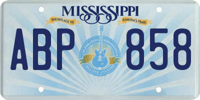 MS license plate ABP858