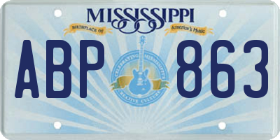 MS license plate ABP863