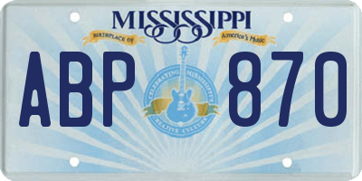 MS license plate ABP870