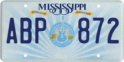 MS license plate ABP872