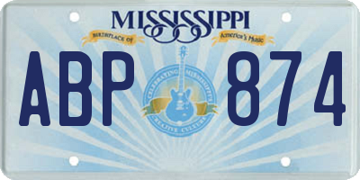 MS license plate ABP874