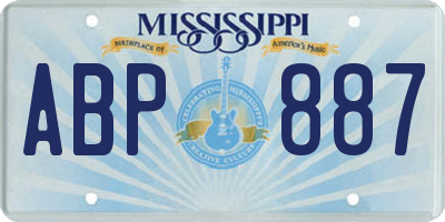 MS license plate ABP887