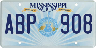 MS license plate ABP908