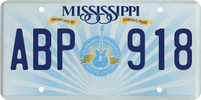 MS license plate ABP918