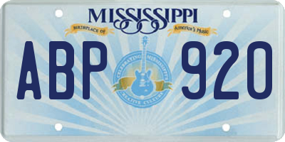 MS license plate ABP920