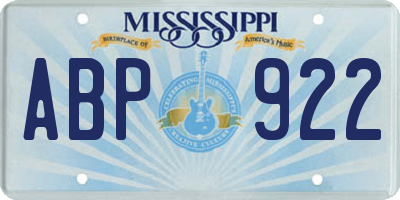 MS license plate ABP922